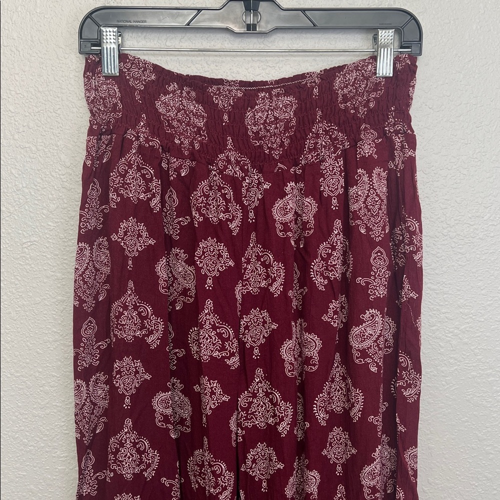 Boom Boom Jeans Casual/Beach Red Paisley Pull On Pant Size XL